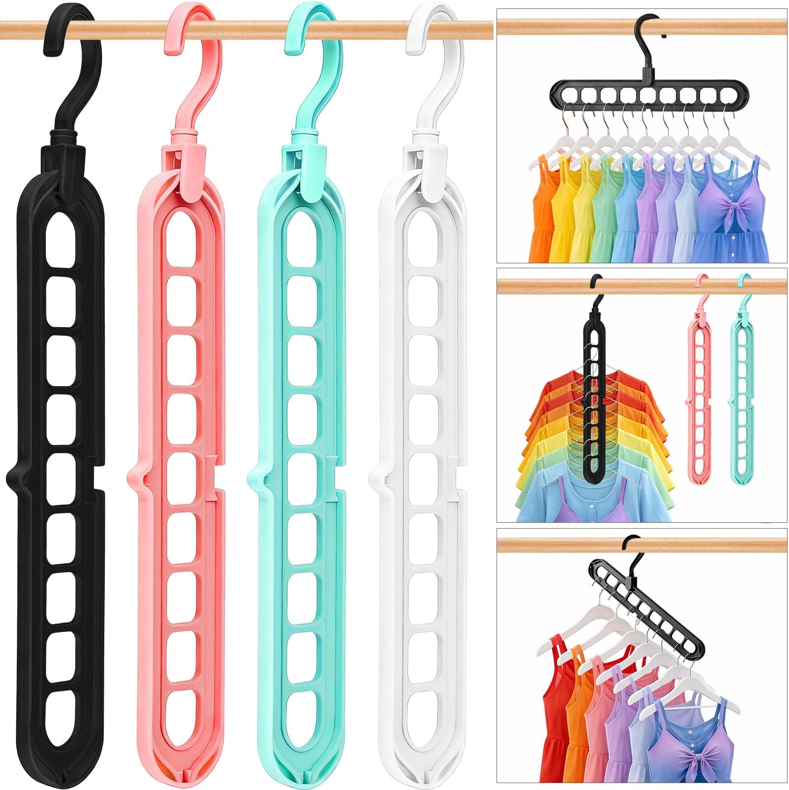 Closet Organizers and Storage, Multifunctional Organization and Storage Home Essentials Magic Space Saving Hangers with 9 Holes for Wardrobe Closet Heavy Clothes