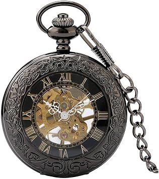 Mechanical Skeleton Pocket Watch with Wind-up Shackle with Valkyrie Box