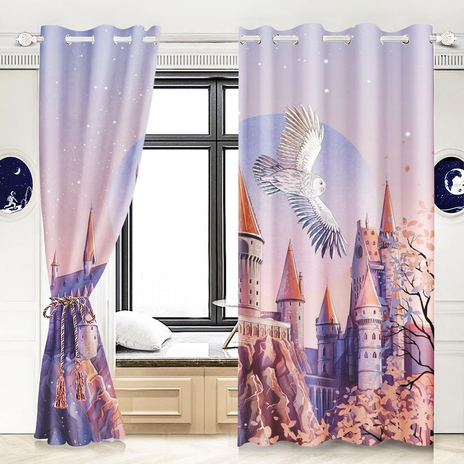 KIDSLOVE Rideau Occultant Chouette Dessin Animé Chambre Enfant 220x215cm