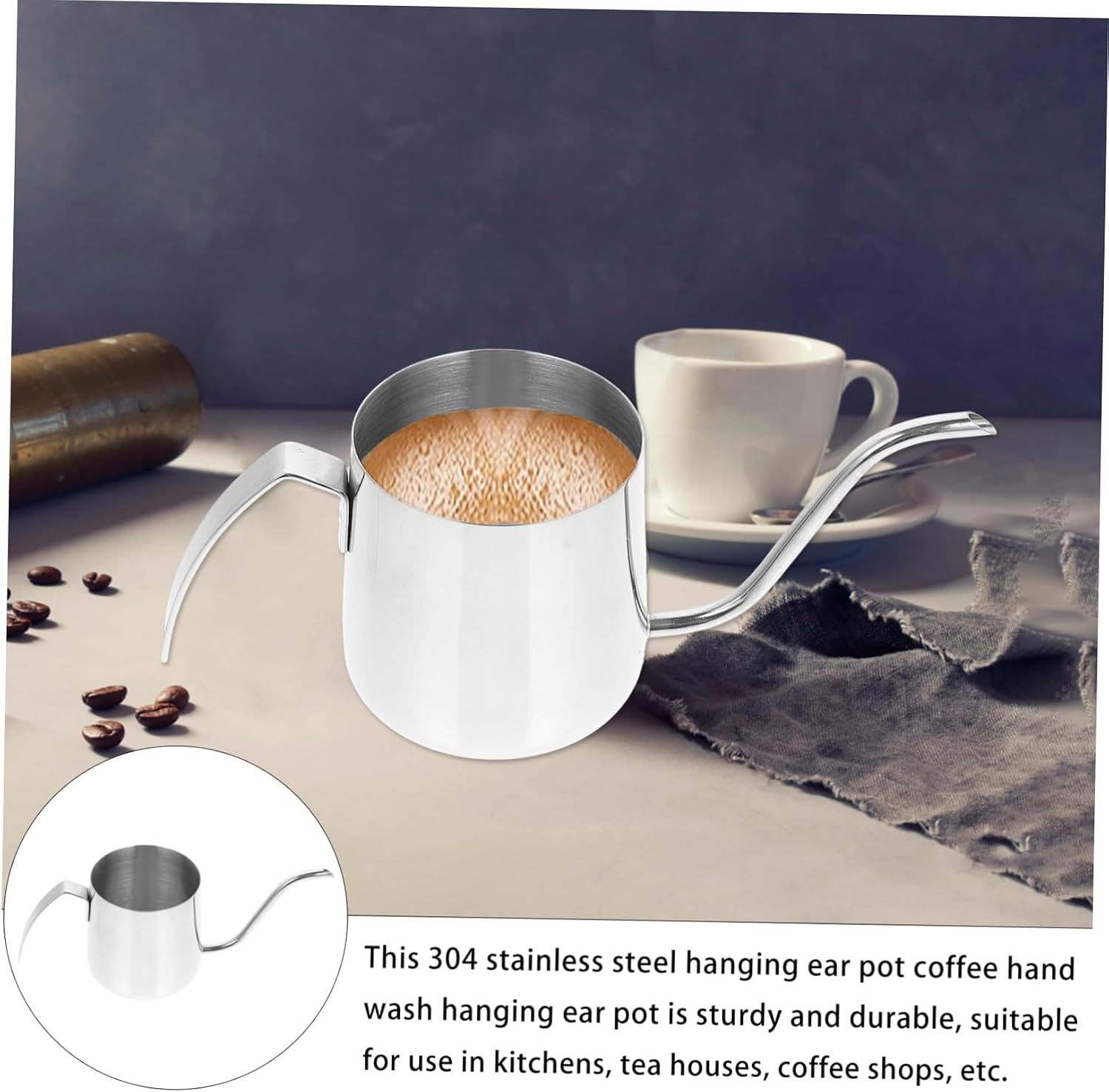 PRETYZOOM Camping Coffee Maker Stainless Steel Pot Long Spout Coffee Pot Multi-functional Kettle Easy Cleaning Home Office Use