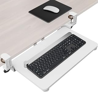 Ergonomic Mouse & Keyboard Tray Under Desk, 20x11.8 in Board, White