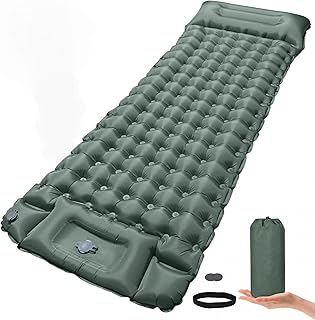 Campingmatte, Isomatte Camping, Aufblasbare Isomatte Ultraleicht, Sleeping Isomatte mit Kissen & Fußpumpe, Kompakte Leichte Schlafmatte für Camping Rucksackreisen Wandern Reisen Zelt