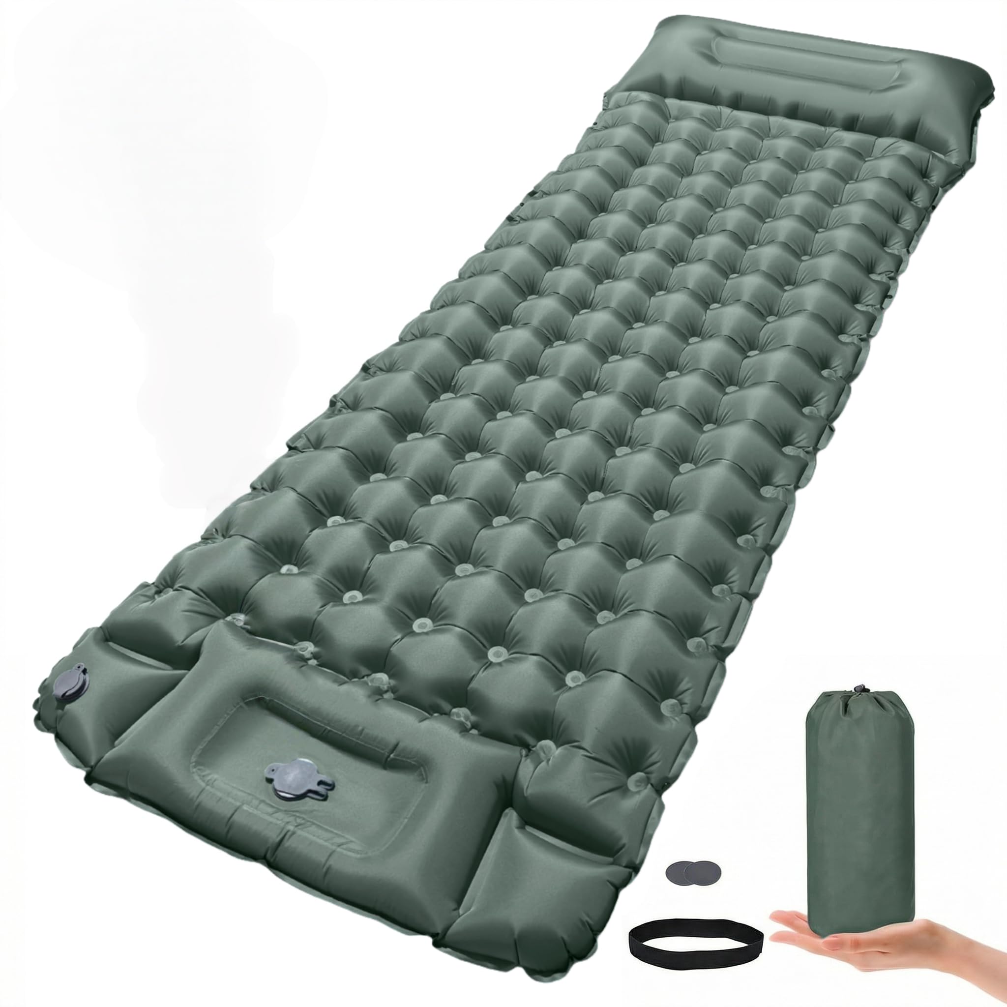 Materassino Campeggio, Autogonfiabile Materasso Gonfiabile Singolo Con Pompa A Pedale, Materassino Gonfiabile Con Cuscino, Compatto E Leggero, Ideale Per Campeggio Trekking Viaggi Tenda