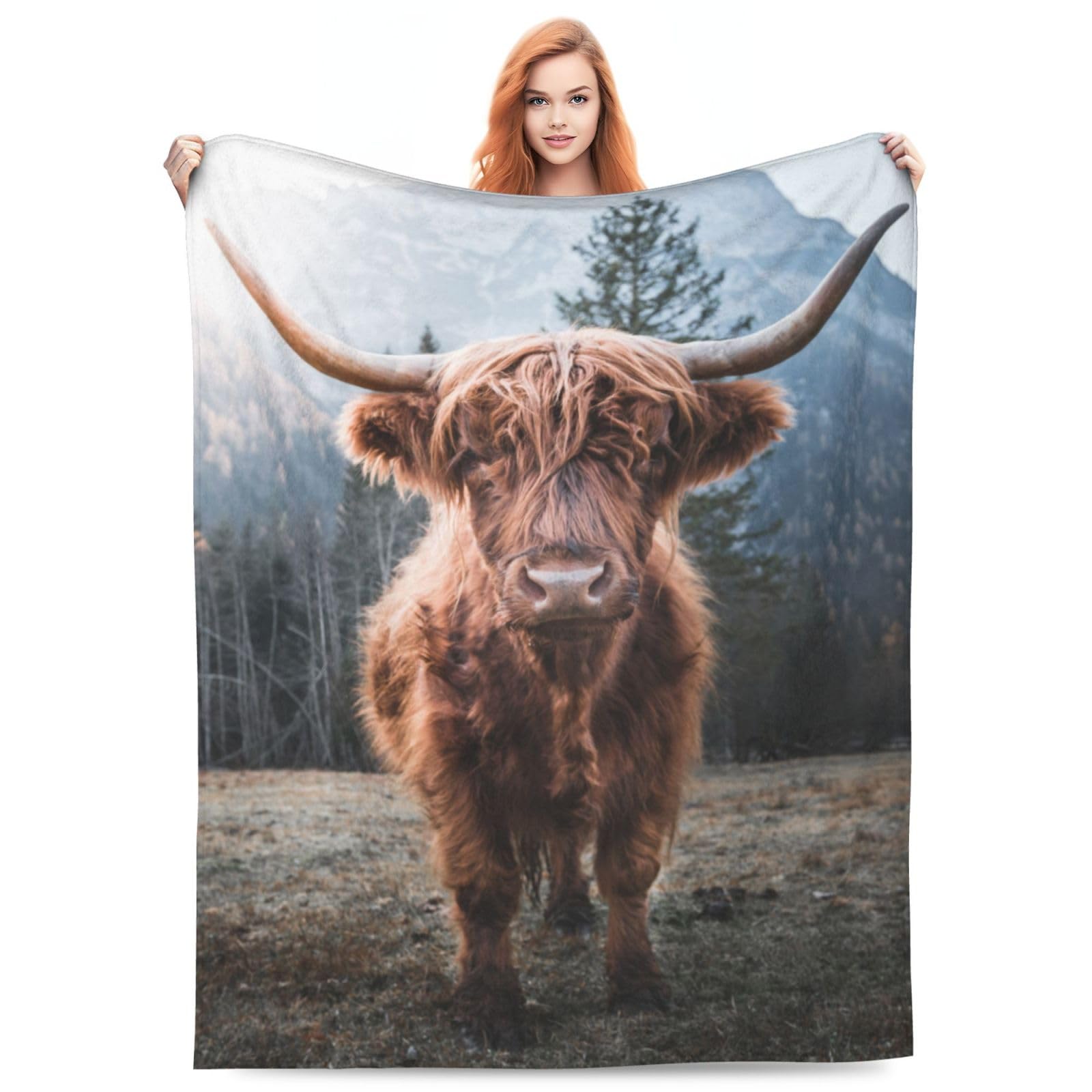 fifbird Flannel Fleece Blanket Highland Cow for Bedding Nap Travel Fuzzy Cute Highland Cow for Girls Women Kids Throw Blankets