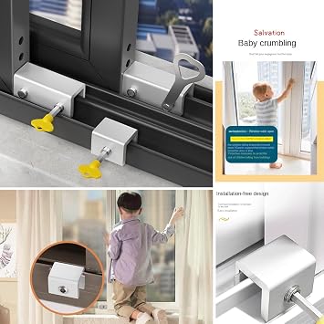 Sliding Window Lock Locks Restrictor Limiter Stopper Security Sliding, 2+2