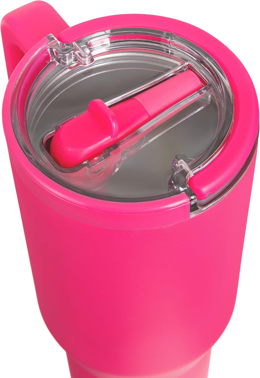 30 oz Tumbler with Handle - Insulated Stainless Steel Coffee Tumbler with Lid and Straw - Leak Proof Travel Mug - Dishwasher Safe - Insulated Cup for Hot & Cold Beverages - Magenta - Image 4