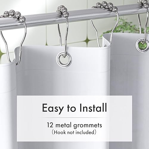 Miniatura 6 de Amazer Forro de cortina de ducha blanco con imanes, 72 x 78 pulgadas, forro de ducha de plástico PEVA, impermeable, peso medio, forro de cortinas de
