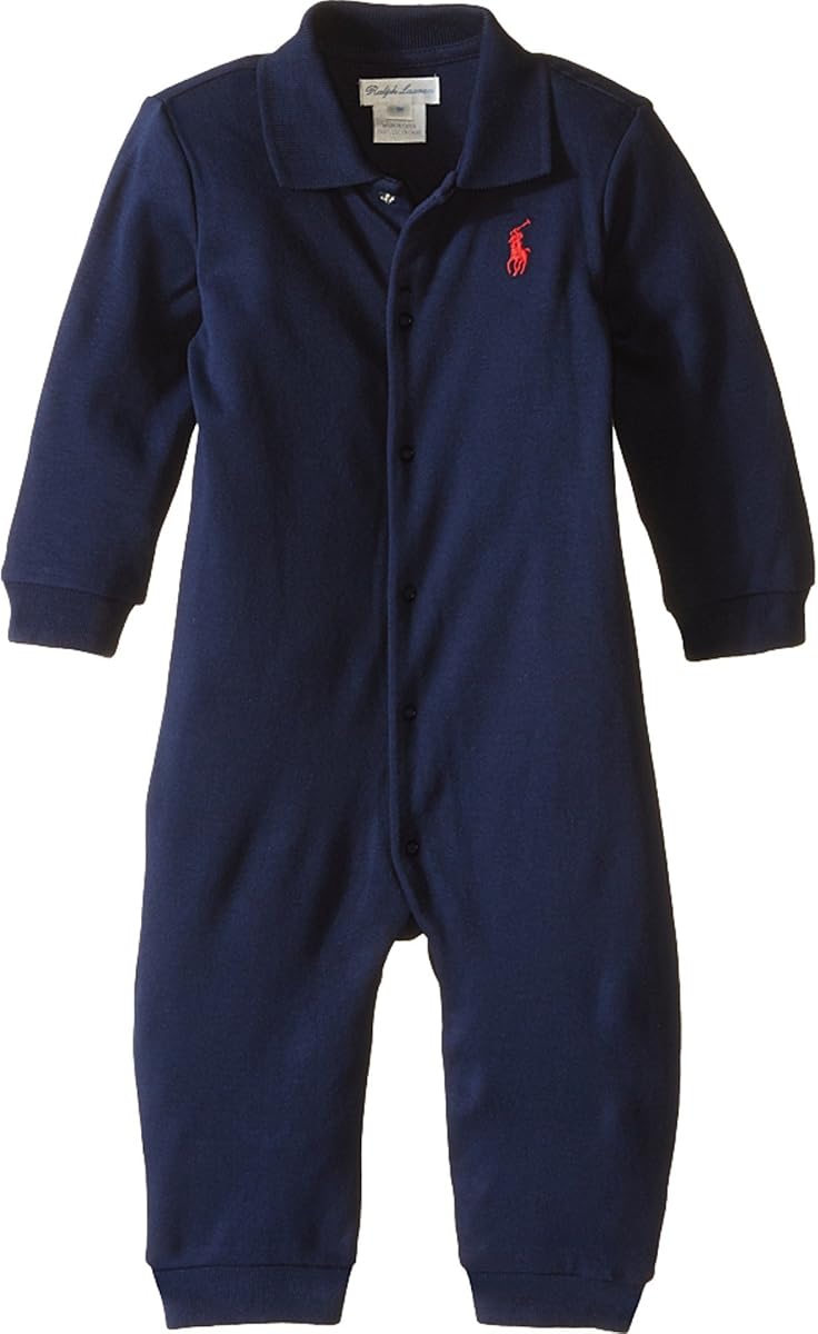 Ralph Lauren Mono de algodón sólido para bebés (12 meses, azul marino francés)
