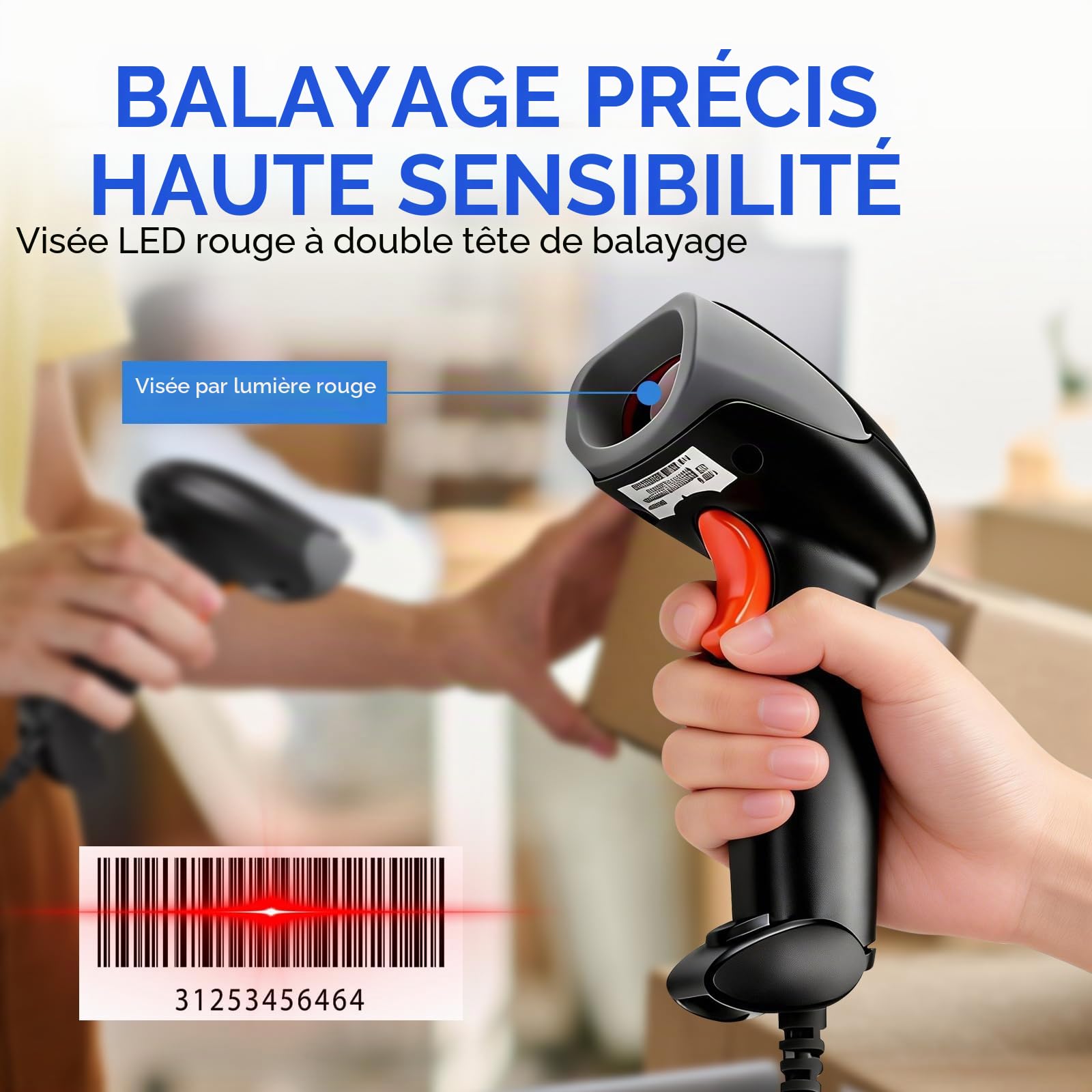 YANZEO Lecteur de codes-barres CCD USB, Plug and Play, numérisation rapide et précise pour livres, bureau, entrepôt, magasin (L1100 CCD)