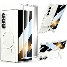 Magnetic for Galaxy Z Fold 8 Ultra Case Clear with Stand & Screen Protector, Compatible with MagSafe, Built-in 2-Way Kickstand [Horizontal & Vertical Stand] Slim Fit Bumper Cover Clear