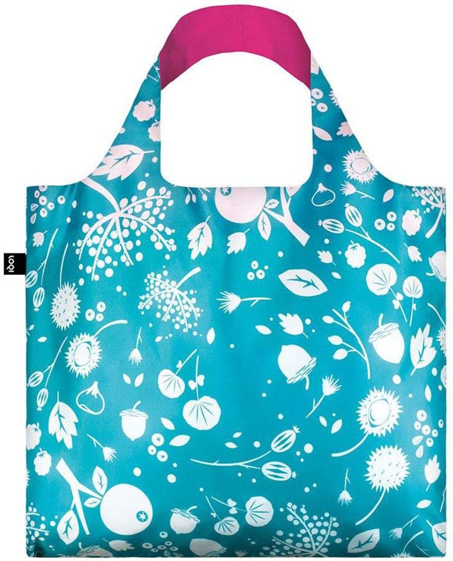 LOQI Seed Reusable Shopping Bags (Set of 3), Coral Bell, Cornflower, Teal