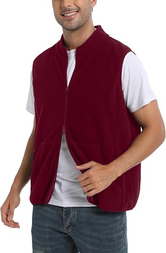 Argstar Polar Fleece Vest Men, Warm & Lightweight Casual Outdoor Full-Zip Vest with Pockets S-2XL