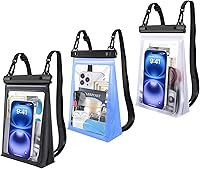 Vista 1 de Paquete de 3 bolsas flotantes grandes impermeables para teléfono [sellos dobles], funda seca para teléfono celular para iPhone Galaxy Google