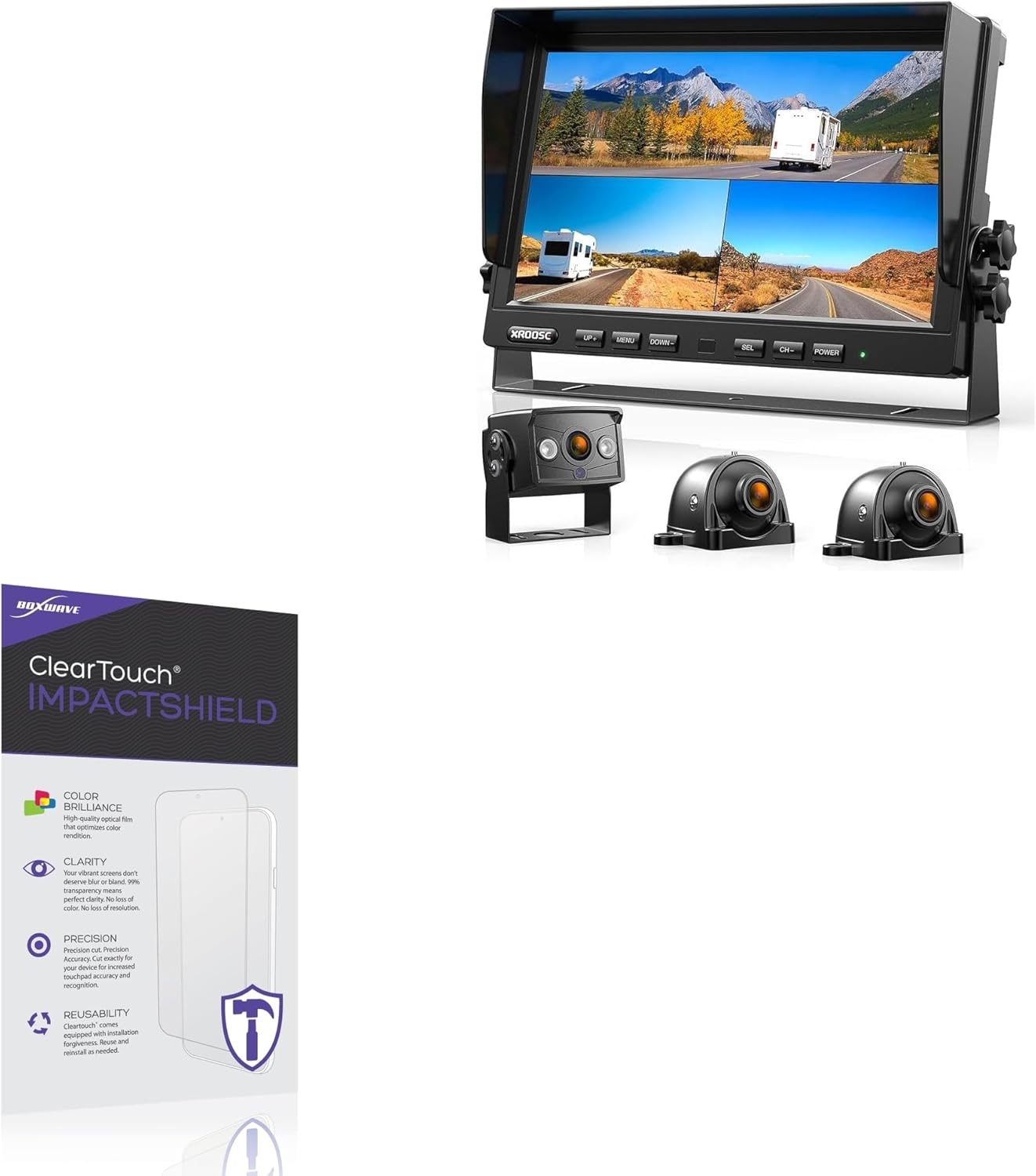 BoxWave Screen Protector Compatible With Xroose C103 Wired Backup Camera Kit (10 in) - ClearTouch ImpactShield (2-Pack), Impenetrable Screen Protector Flexible Film