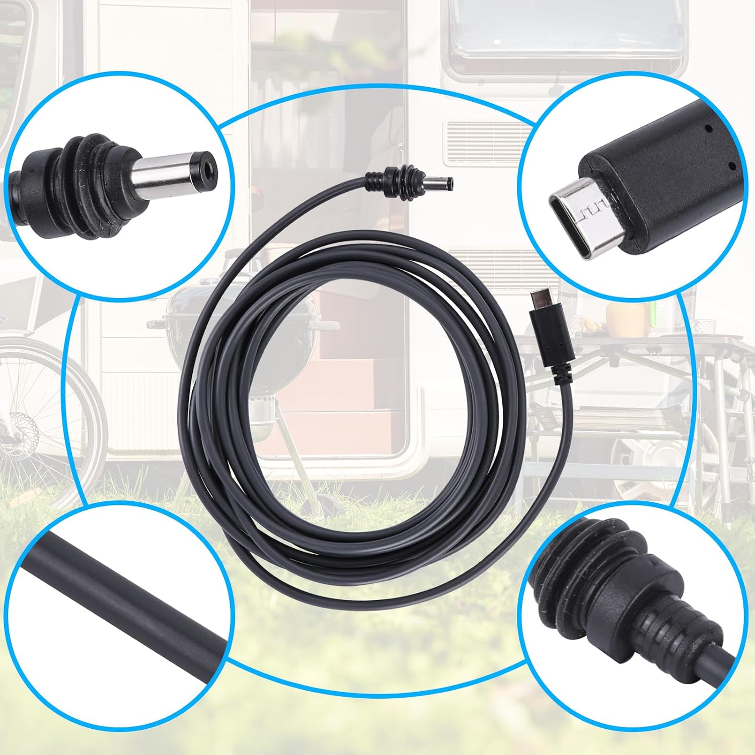 for Mini Type-C to DC Power Cable, 9.84 Ft Waterproof PD 20V USB-C Input to DC Male Cord Works with PD Charger/Power Bank image 3
