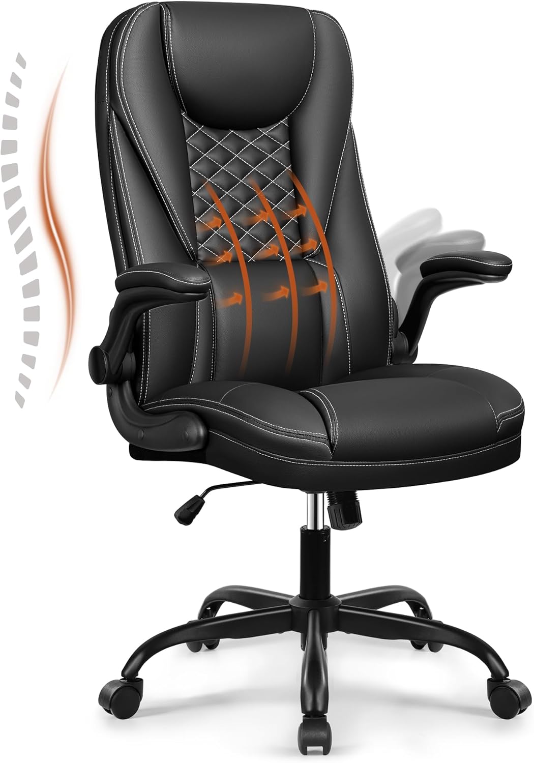 Bonnlo Fauteuil De Bureau En Cuir, Chaise Avec Accoudoir