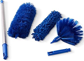 LAZYCOTTAGE Three-Piece Dust Colleerctor, Handle, Thickened Telescopic Rod 15-110 Inche, Wet or Dry Dust Collectï¼ŒCobweb Brush Microfiber Duster Collector Ceiling Fan Vacuum Cleaner Exhaust Fane