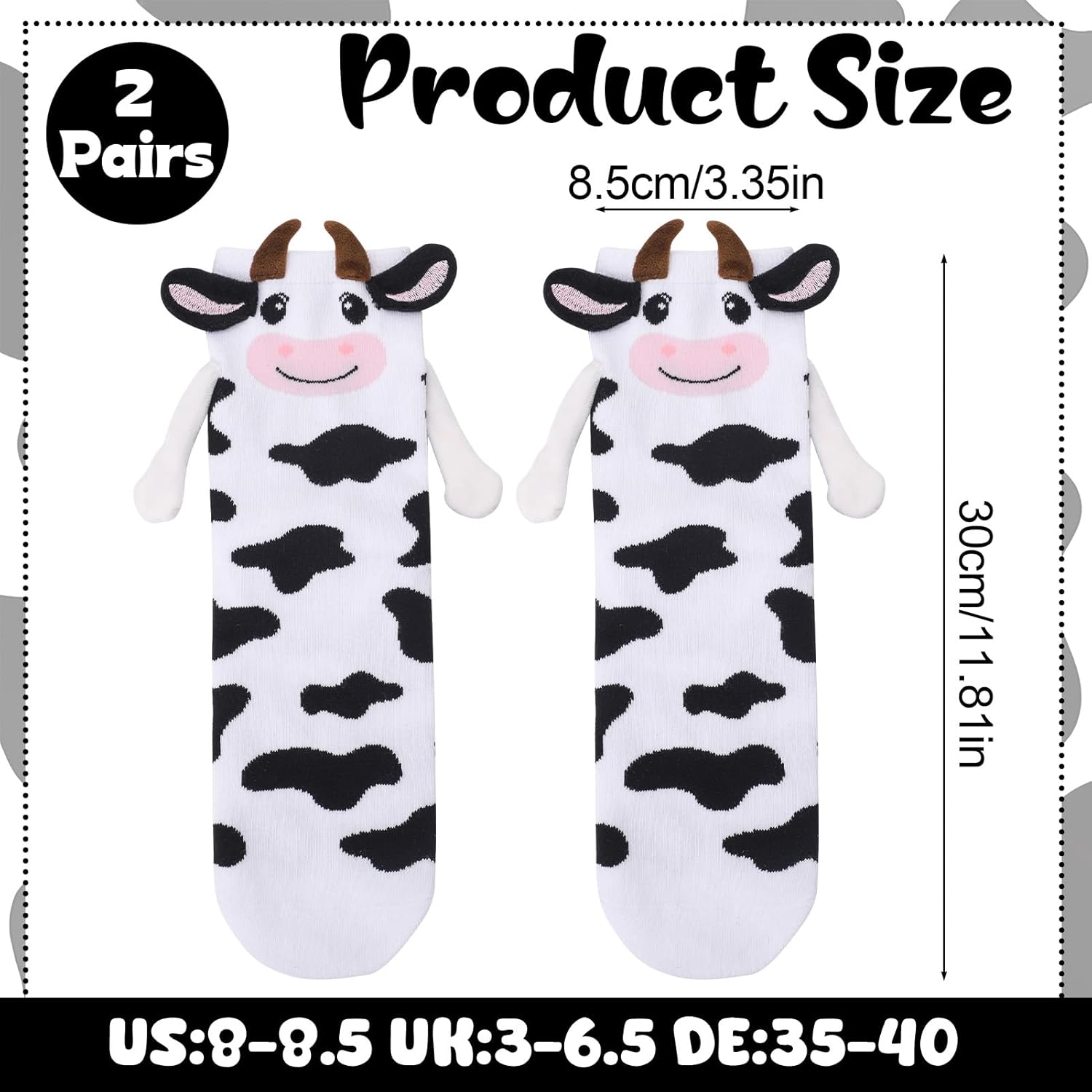 Funny Magnetic Socks Cow 3D Animal Socks Holding Hands for Women - Image 7