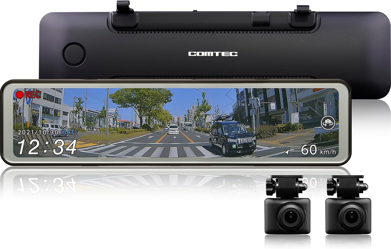 コムテック 車用 ドライブレコーダー搭載電子ルームミラー 前後2カメラ ZDR038 デジタルインナーミラー機能搭載 前後200万画素 FullHD GPS搭載 後続車両接近お知らせ 安全運転支援機能搭載 常時録画 衝撃録画 高速起動 [出張取付サービス対応]