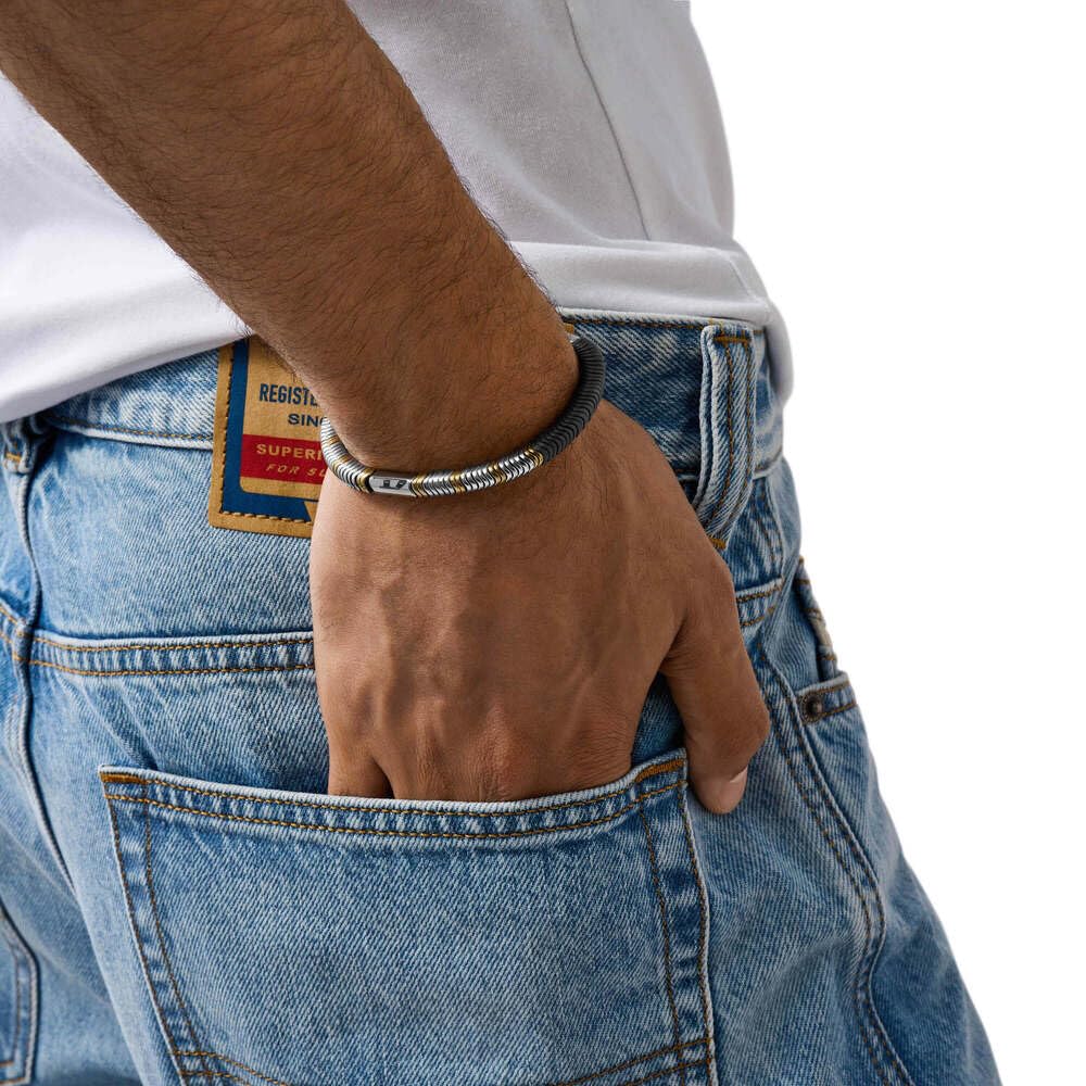 Diesel Pulsera de hombre de cuentas semipreciosas con cierre de langosta
