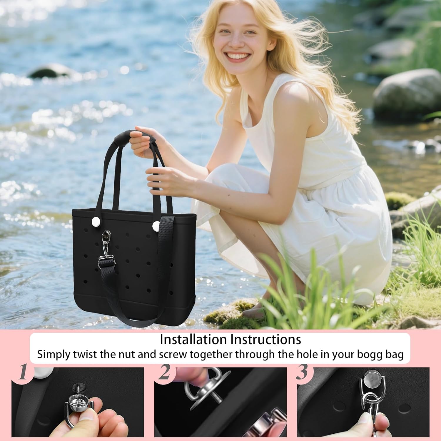 Strap Wrap Adjustable Crossbody Strap with Neoprene Handle Protector - Compatible with All Bogg Totes - Image 3