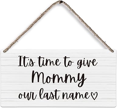 huester Ring Bearer Sign, Wedding Signs Wood Plaque Sign, Ring Bearer Gifts, Wedding Home Decor, Its Time to Give Mommy Our Last Name Wedding Wall Hanging Decor, 12x6 inches