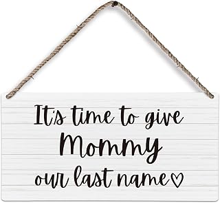 huester Ring Bearer Sign, Wedding Signs Wood Plaque Sign, Ring Bearer Gifts, Wedding Home Decor, It’s Time to Give Mommy Our Last Name Wedding Wall Hanging Decor, 12x6 inches
