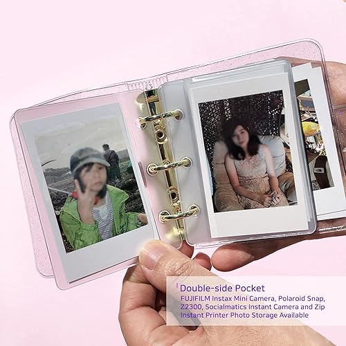 Miniatura 6 de hihaba Mini hoja de recambio de carpeta de 3 agujeros para álbum de purpurina parpadeante, compatible con fotos de 2 x 3 de cámaras Fujifilm Instax