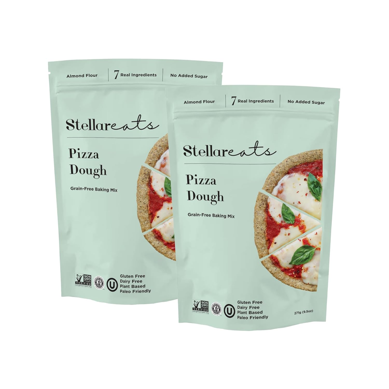 Stellar Eats Grain-Free Pizza Dough Baking Mix | Gluten-Free, Dairy-Free, Plant-Based, Paleo-Friendly | No Added Sugar | Almond Flour-Based | Non-GMO Project Verified, Kosher | 2 Pack