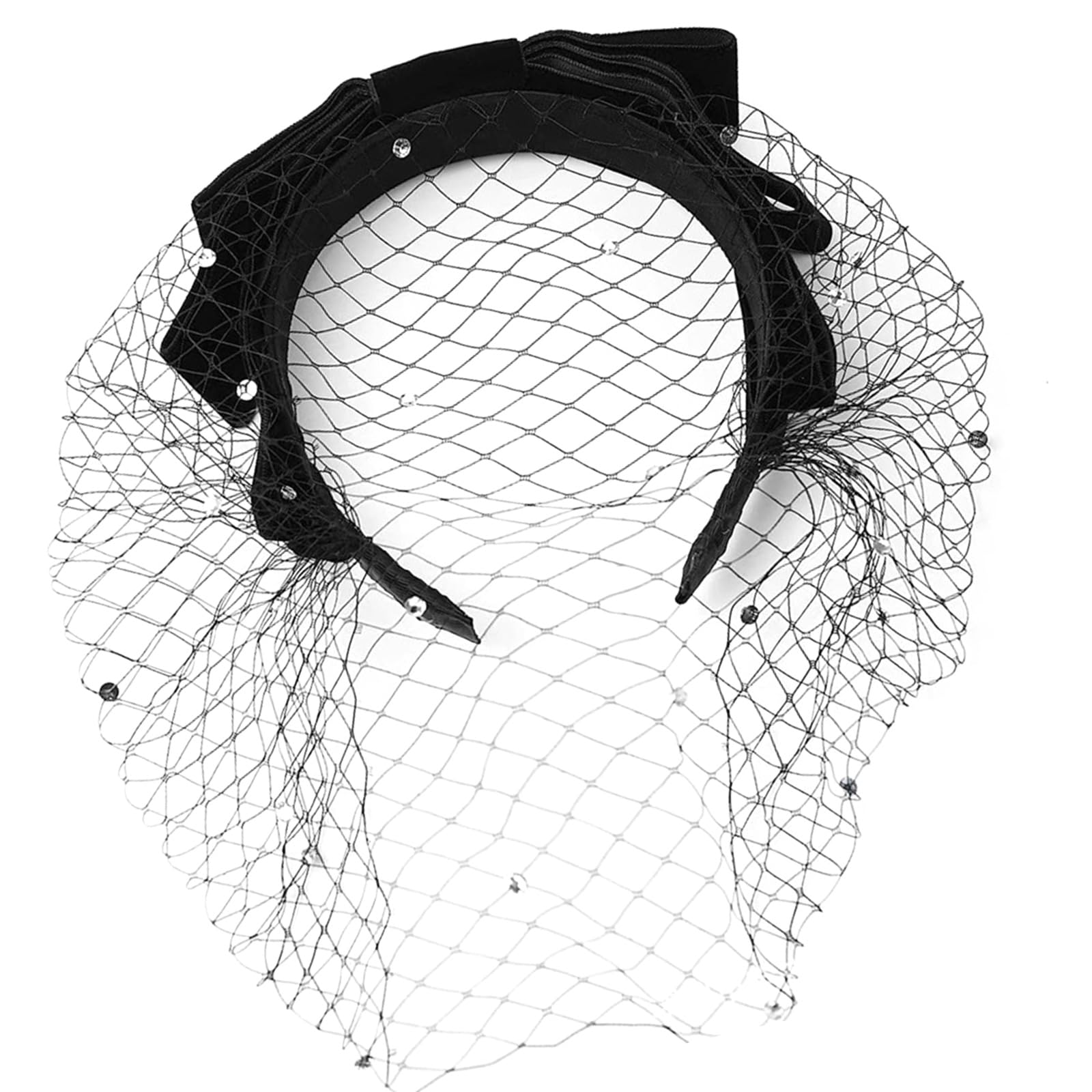 Fentency Vintage Black Veil Mesh Veil Headband 1920s Fascinator Headpiece Birdcage Veil Hair Decors For Bridal Halloween Parties