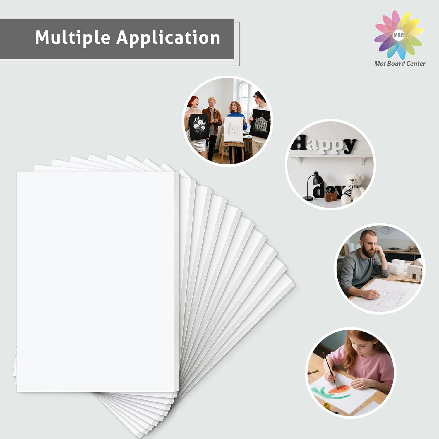 Mat Board Center, Pack of 25 Foam Core Backing Boards 1/8" (12x12, White)