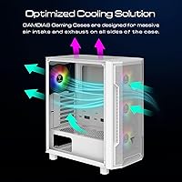 Vista 6 de GAMDIAS ATX Mid Tower ARGB - Carcasa para computadora de videojuegos con vidrio templado lateral, 4 ventiladores ARGB PWM integrados de 4.724 in