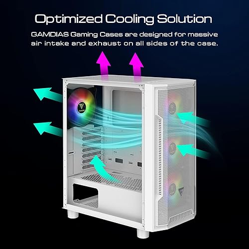 Miniatura 6 de GAMDIAS ATX Mid Tower ARGB - Carcasa para computadora de videojuegos con vidrio templado lateral, 4 ventiladores ARGB PWM integrados de 4.724 in