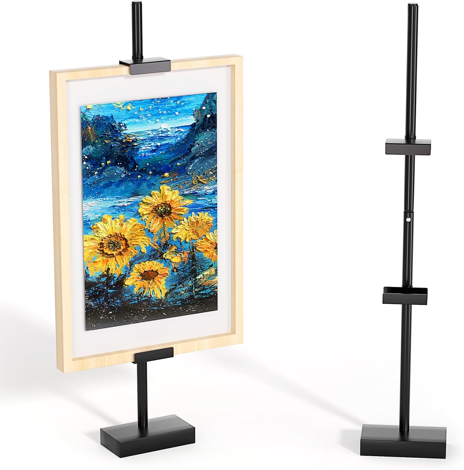 Adjustable Tabletop Picture Frame Stand - Up to 29" Height, Frame Holder Stand Table Easels for Display, Metal Standing Easel Display Stand for Picture Frames, Artwork, Canvas (Black)