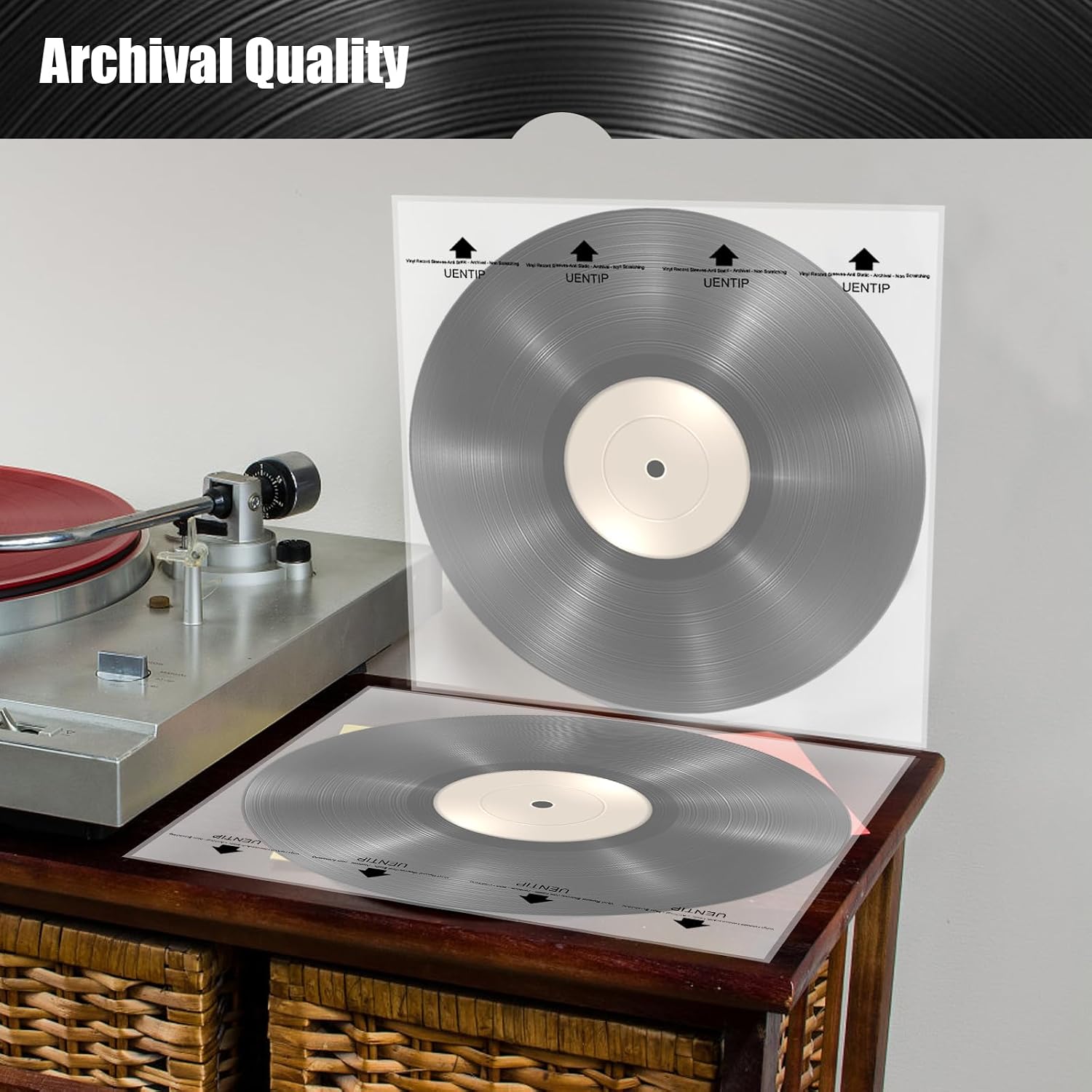 100-Pack 3-Ply Vinyl Sleeves Inner - 12 Inch Vinyl Protective Sleeves LP Album Cover,3 Layer Anti Static Rice Paper LP Sleeves Protect Your LP Collection (Inner Sleeves-Square)