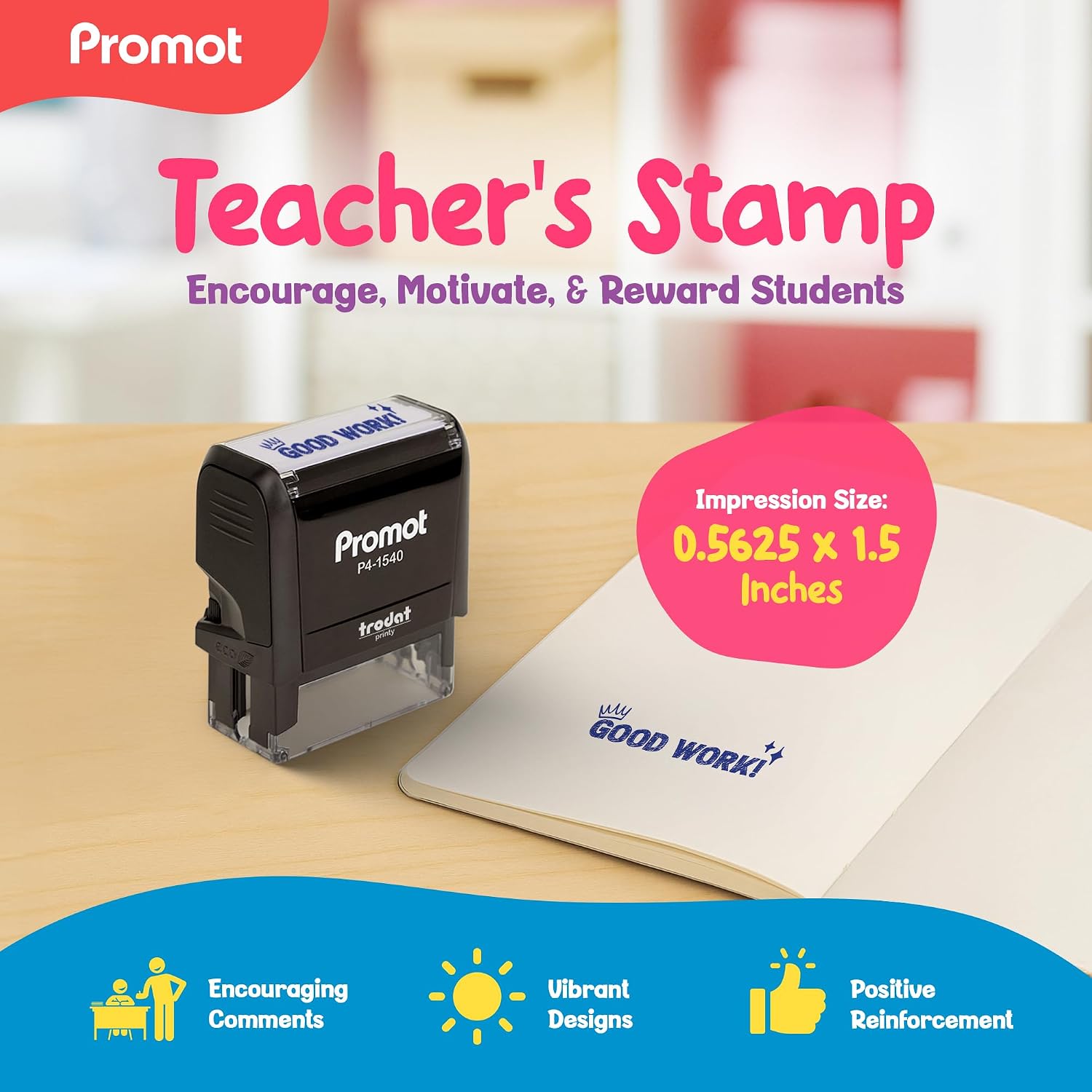 Promot - Teacher Self-Inking Rubber Stamp (Good Work) image 2