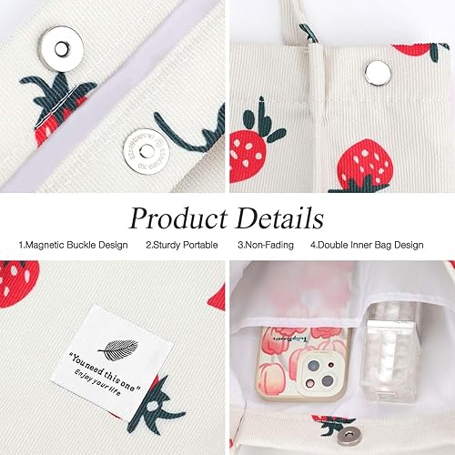 Vista 130 de Tote - Bolsa de hombro reutilizable de pana de gran capacidad con bolsillos interiores para mujeres y niñas Rayas