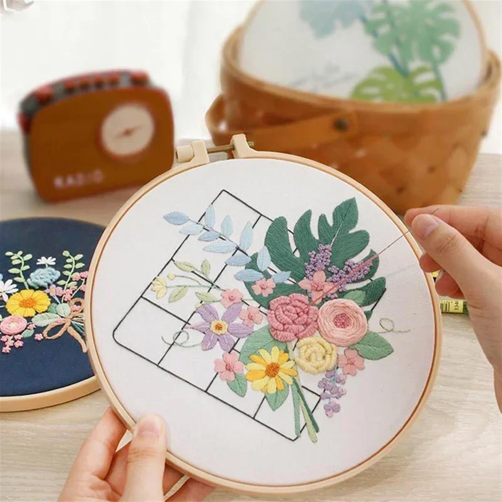 haft, Zestaw do haftowania z ramką 20 cm DIY haftu krzyżykowego(Color 01)