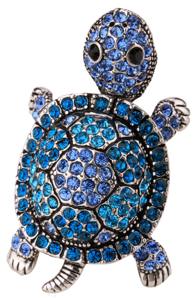 YACQYACQ Women's Wiggling Turtle Stretch Rings Fit Finger Size 7 to 9 - Elastic Soft Band Perfect for Arthritis - Lead & Nickle Free - Silk Scarf Holders - (2 H x 1-1/5 W) Inches