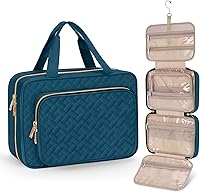 Vista 25 de Wedama Neceser para mujer, bolsa de viaje grande para cosméticos, bolsa de aseo colgante para baño, bolsa de maquillaje impermeable de PVC, bolsa