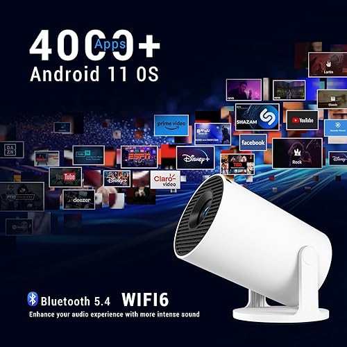 Miniatura 6 de Mini proyector con WiFi 6 y Bluetooth 5.4, proyectores portátiles con mouse de aire, proyector inteligente de películas para exteriores de 40-200