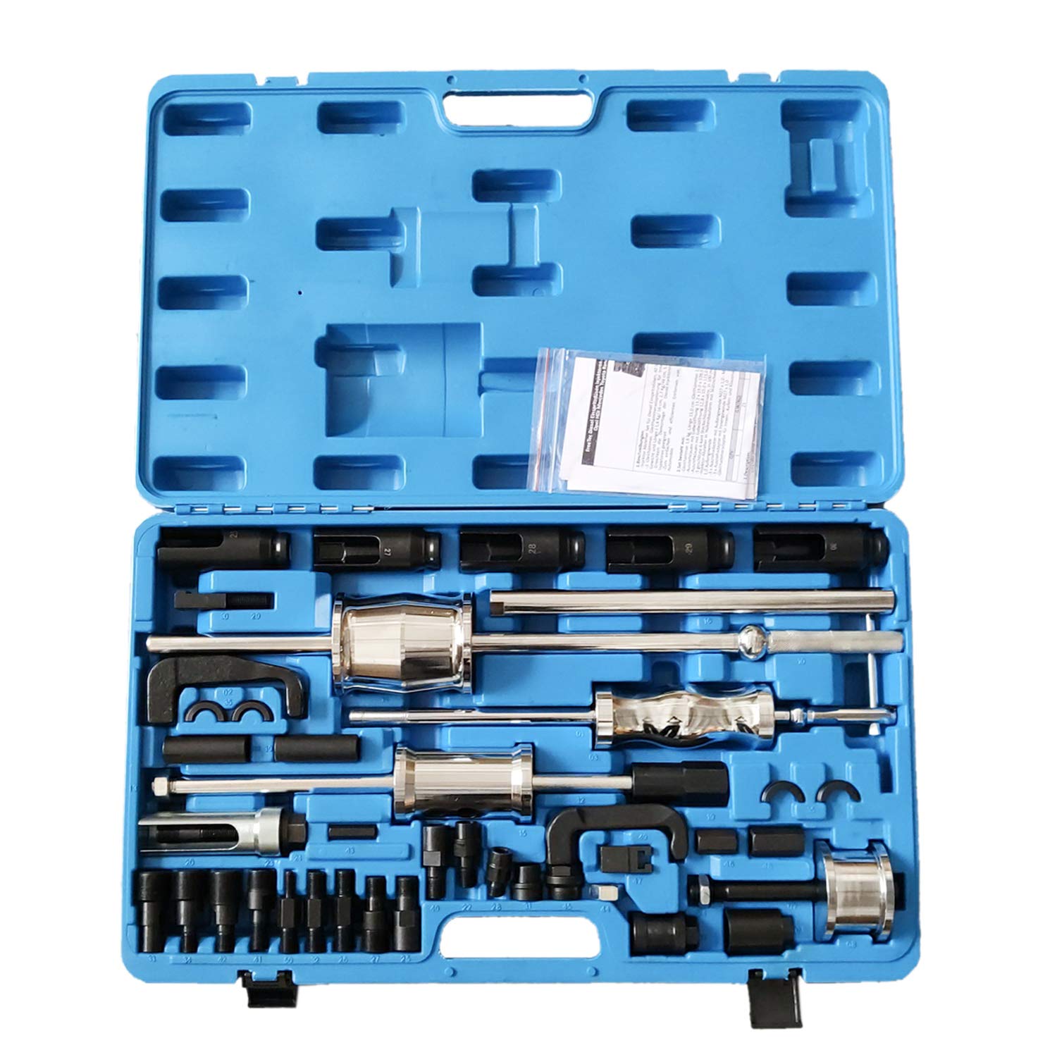 FreeTec Diesel extractor de inyector de combustible Martillo deslizante extractor con Common Rail adaptador, 40 piezas