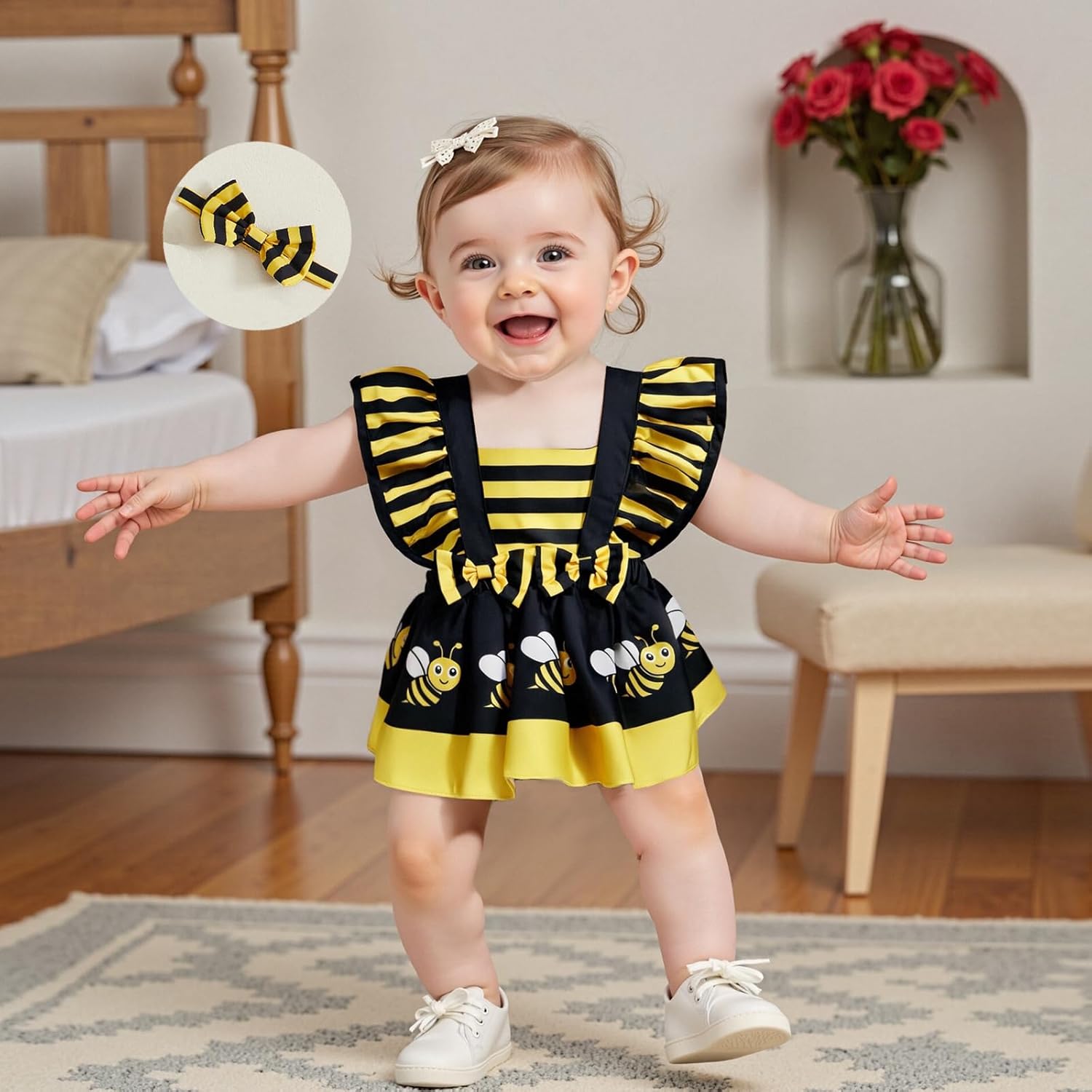Tempura Infant Baby Girl Summer Clothes Ruffle Fly Sleeve Romper Dress Animal Print Bodysuit Playsuits 3 6 9 12 18Months - Image 3