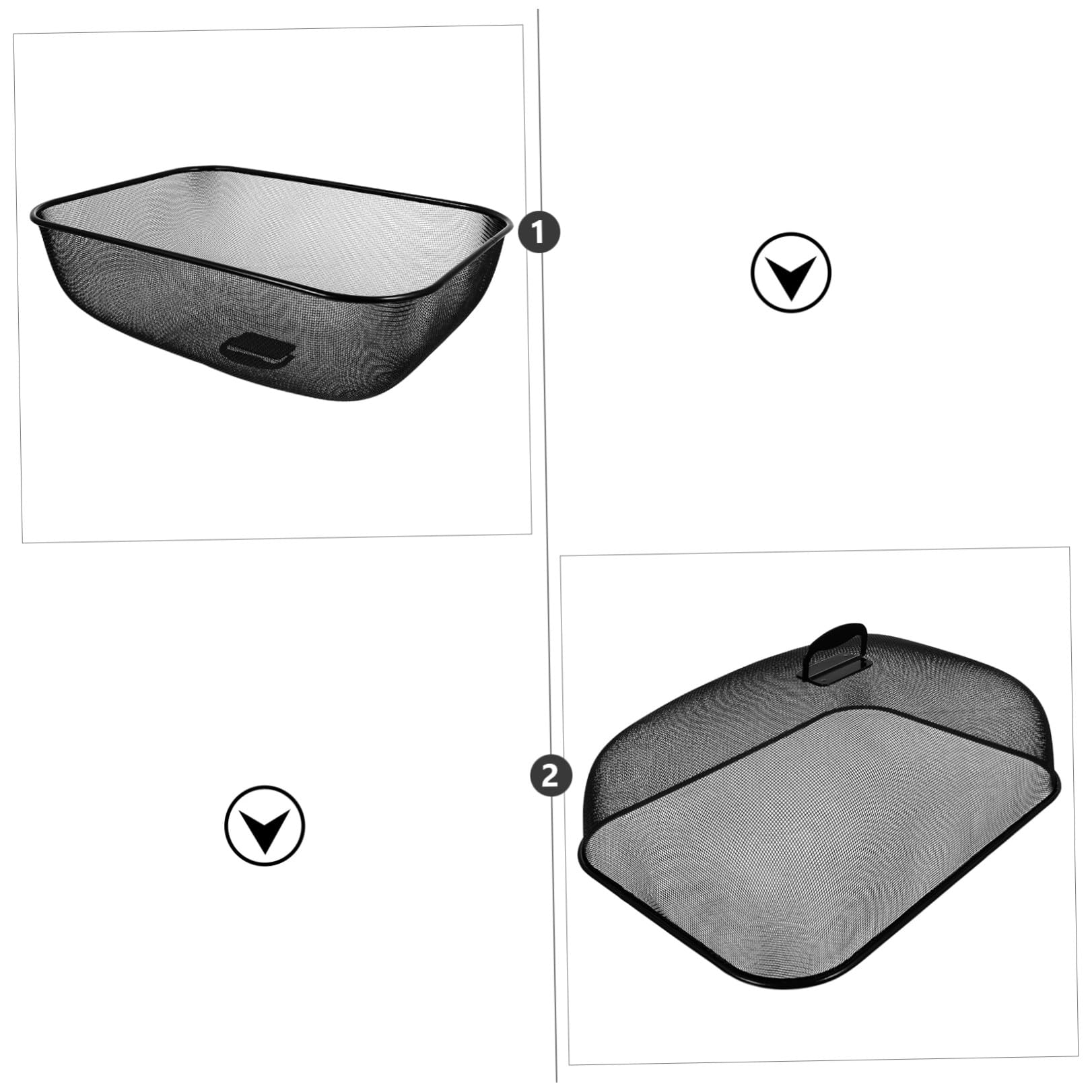MAGICLULU Metall Speisehaube Rechteckig aus Eisen mit Netzschutz Schwarz