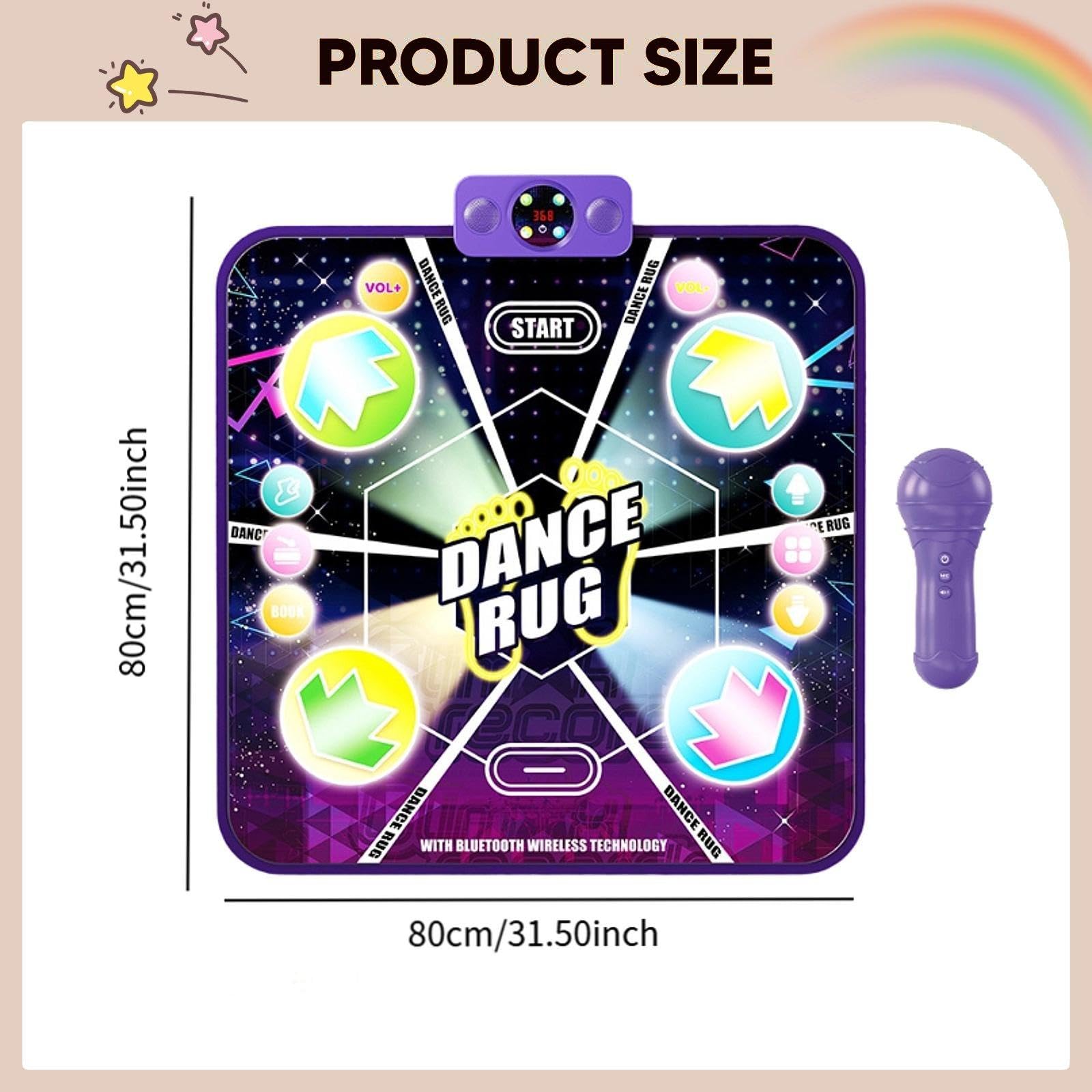Tappeto da Ballo Luminoso per Bambine E Bambini, Tappeto Interattivo con Musica, Tappeto da Gioco Elettronico per La Casa, Regalo di Compleanno