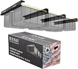 HANDT Étagère de rangement pour garage, rails de plafond en métal robuste connectables pour système d'organisation de rangement de garage (noir, 6 bacs) - 1