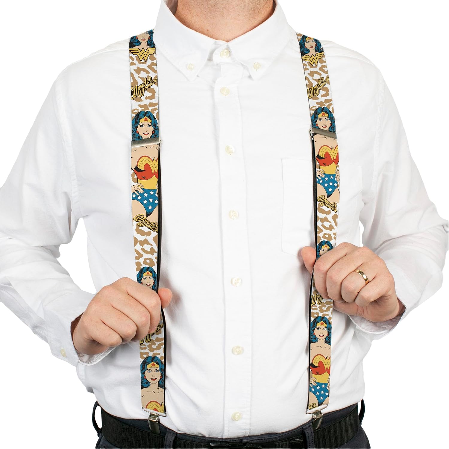 Buckle-Down Suspenders - Wonder Woman Face/pose Leopard Tan Accessory