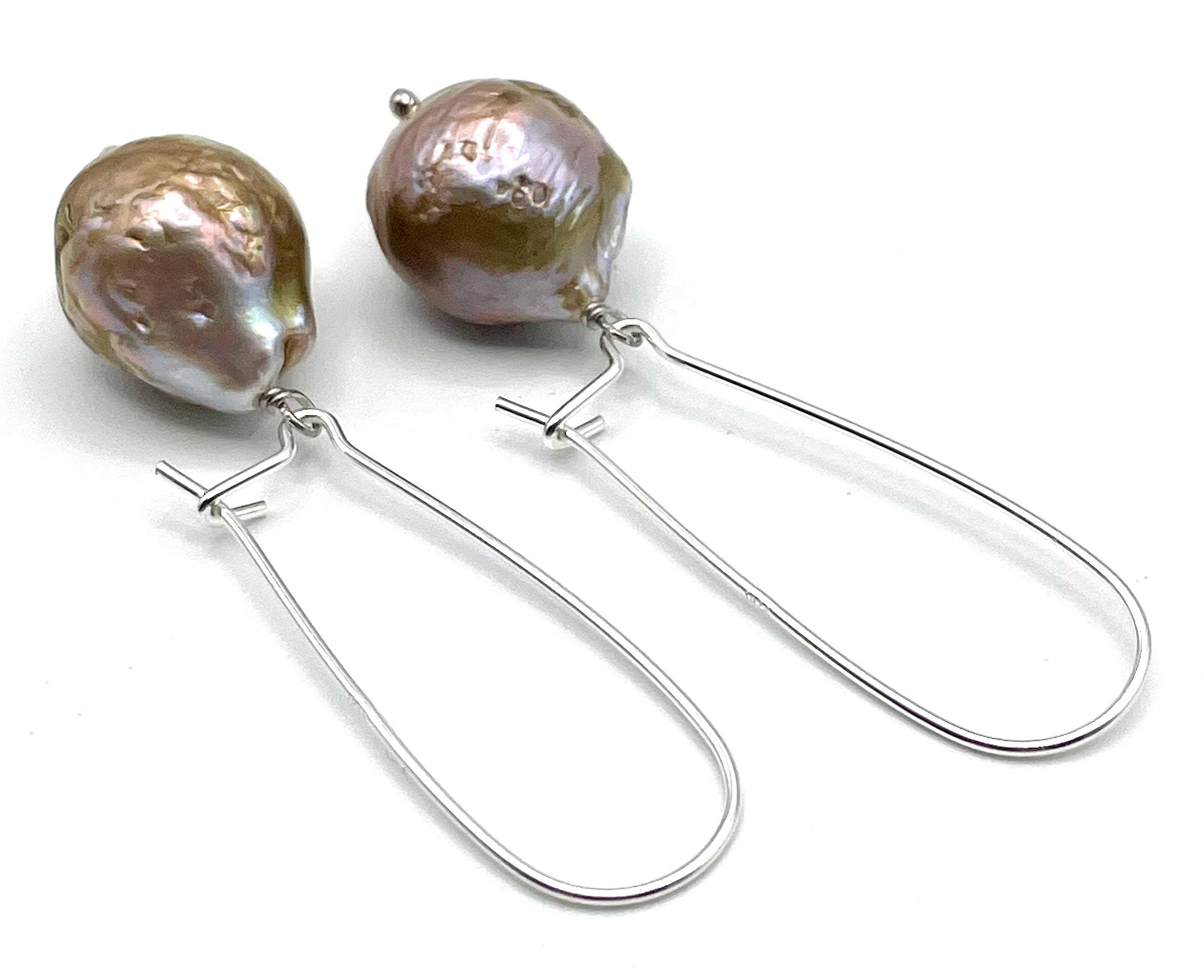 Orecchini con Perle Barocche Naturali, Pendenti in Argento 925, Gioielli Classici, Bijoux Matrimonio, Made in Italy, Regalo per la Mamma