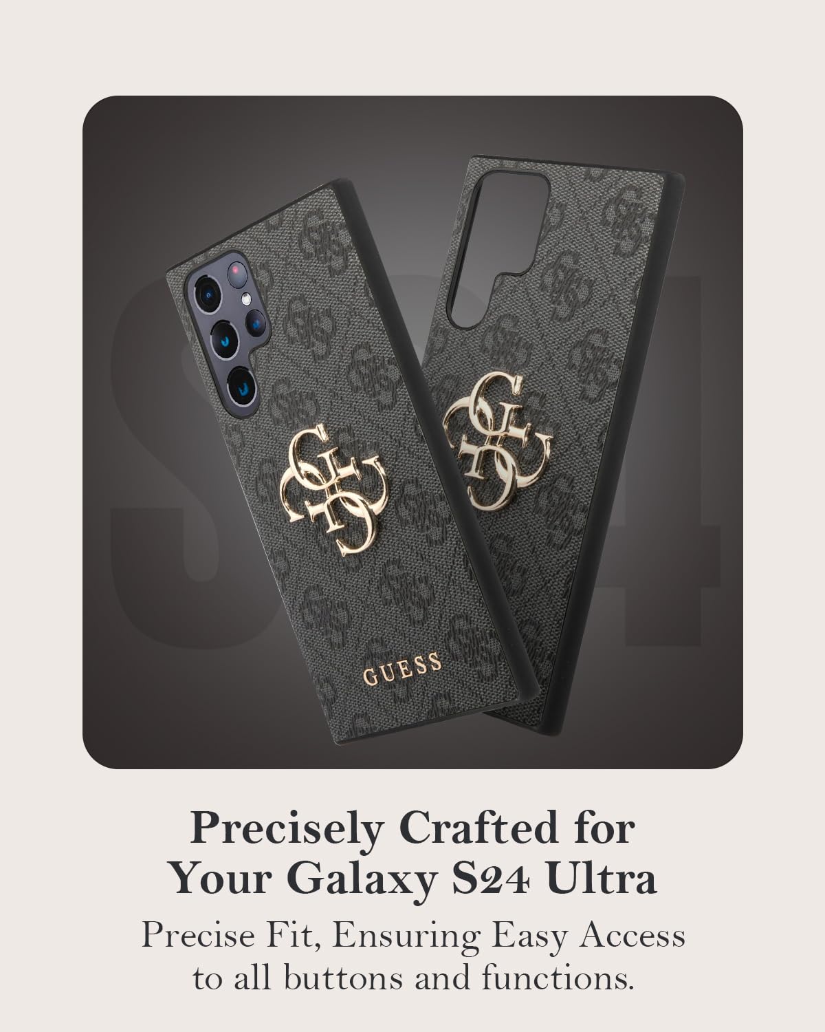 Guess GUHCS24L4GMGGR Funda Carcasa para S24 Ultra S928 Negro Hardcase 4G Big Metal Logo