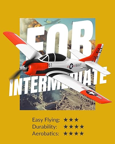 Miniatura 2 de VOLANTEXRC Avión RC para principiantes, Avión RC WWII de 4 canales T28 Trojan con ailerón, Avión de control remoto de 2.4Ghz con sistema